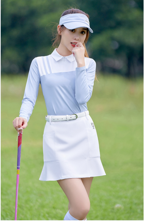 Fullset áo dài tay golf nữ SSV8977- chân váy golf SSV8937