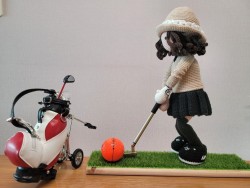 Bộ mô hình golf để bàn búp bê kèm túi và thảm cực sịn